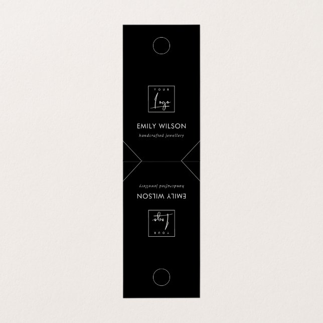 Cartão De Visita Monitor mínimo de colar branco preto chic (Exterior Desdobrado)