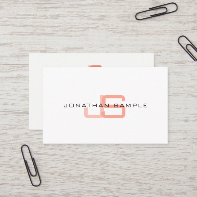 Cartão De Visita Mono-grama de tendências Modelo moderno Elegante (Frente/Verso In Situ)