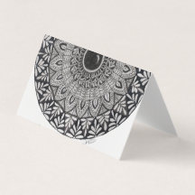 cartão de visita monocromático com arte mandala