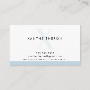 Cartão De Visita MONOGRAM elegante, azul pálido mínimo moderno