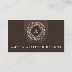 Cartão De Visita MONOGRAM moderno na moda elegante rotor castanho-e