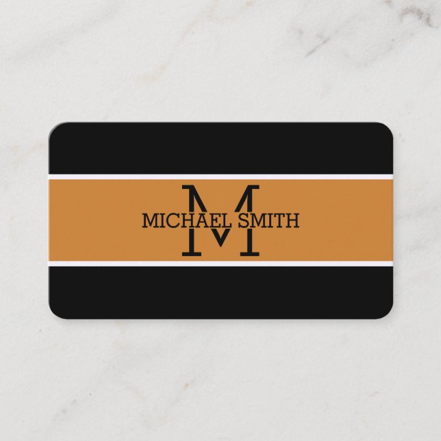 Cartão De Visita Monogram Professional Bronze Modern (Frente)