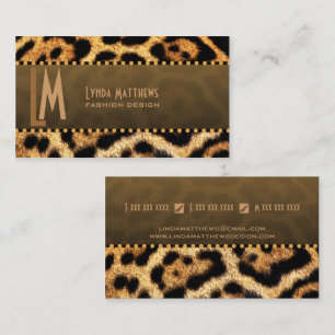 Cartão De Visita Monograma à moda do impressão do leopardo