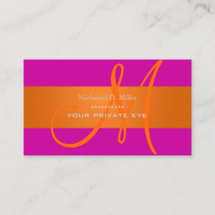 Cartão De Visita Monograma alaranjado do inclinação/cor diy do