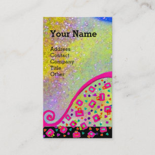CARTÃO DE VISITA MONOGRAMA AMARELO FÚCSIA COR-DE-ROSA DE DECO DO