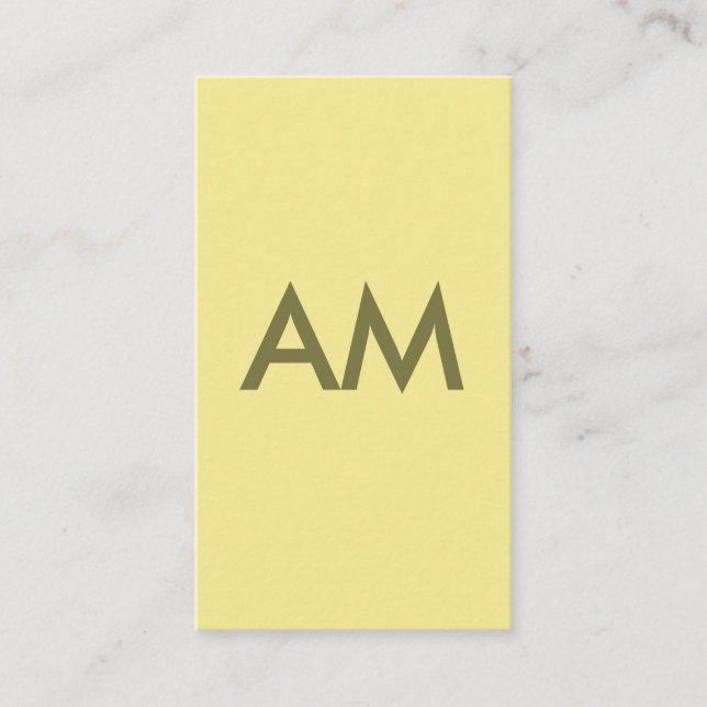 Cartão De Visita Monograma Amarelo Minimalista (Frente)