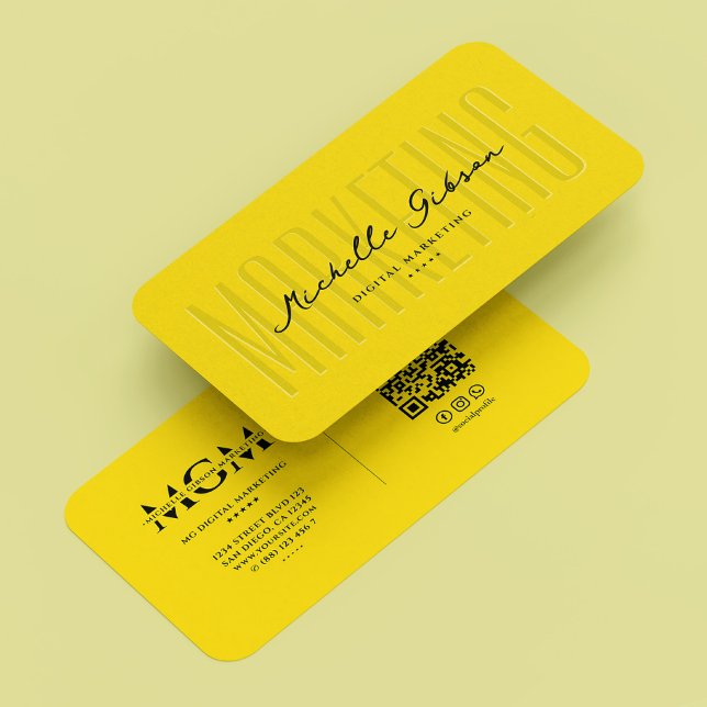 Cartão De Visita Monograma Amarelo Moderno da Agência de Marketing  (Digital Marketing Agency Yellow Modern Monogram Business Card
)