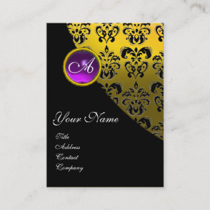 Cartão De Visita MONOGRAMA AMETIST-AMASK PURPLE, amarelo