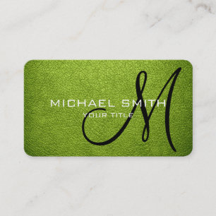 Cartão De Visita Monograma Android Green Leather Look