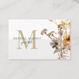 Cartão De Visita Monograma Aquarela Flores selvagens