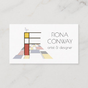 Cartão De Visita Monograma artístico do estilo neoplasticismo. Letr