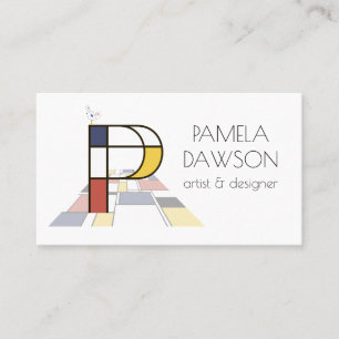 Cartão De Visita Monograma artístico do estilo neoplasticismo. Letr