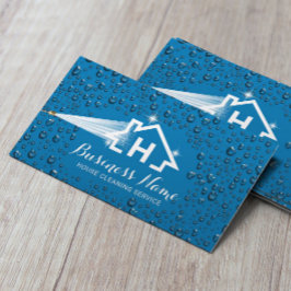 Cartão De Visita Monograma Azul De Limpeza Por Pressão De Limpeza