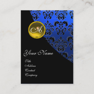 CARTÃO DE VISITA MONOGRAMA AZUL NEGRO DE TOPAZ AMARELO,