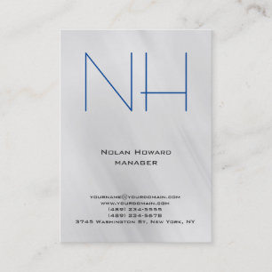 Cartão De Visita Monograma azul simples e simples de tendências