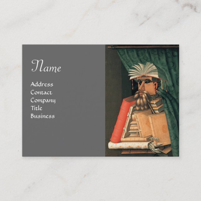 Cartão De Visita MONOGRAMA BIBLIOTECA, cinzas (Frente)