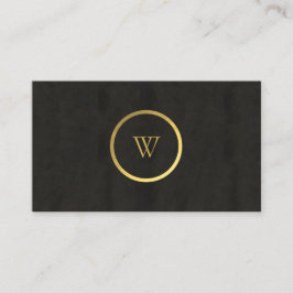 Cartão De Visita Monograma Black Chalkboard Gold Foil Simples Moder