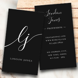 Cartão De Visita Monograma Black White Modern Caligrafia Feminina M