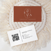 Monograma Boho Terracota Código QR Moderno