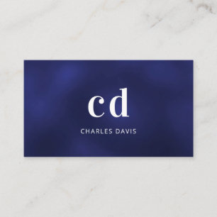 Cartão De Visita Monograma branco azul mínimo