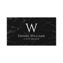 Monograma Branco de Mármore Negro Elegante Moderno