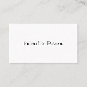 Cartão De Visita Monograma Branco Design de Script Minimalista Mo