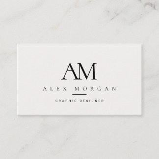 Cartão de Visita Monograma Branco Elegante Minimal