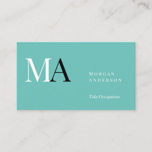 Cartão De Visita Monograma Branco/Preto DIY, Nome, Preto Prata Azul
