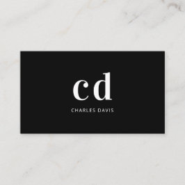 Cartão De Visita Monograma branco preto - sigla minimalista elegant