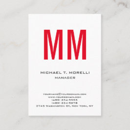 Cartão De Visita Monograma branco simples e simples único