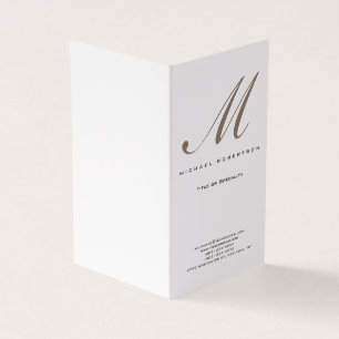 Cartão De Visita Monograma Branco Único Simples Moderno