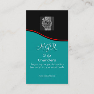 Cartão De Visita Monograma, Chandlers Rope Knot on Wood, Red Swoosh