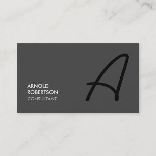 Cartão De Visita Monograma Cinza de Trendy Chic Trendy