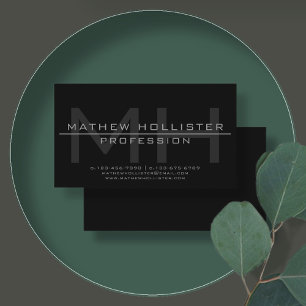 Cartão De Visita Monograma, Cinza e preto