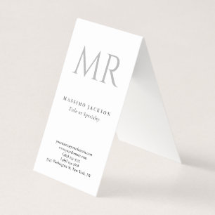 Cartão De Visita Monograma Clássico Cinza Branco Minimalista Simple
