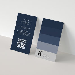 Cartão De Visita Monograma Clássico de Ombre Azul Masculino Marinho