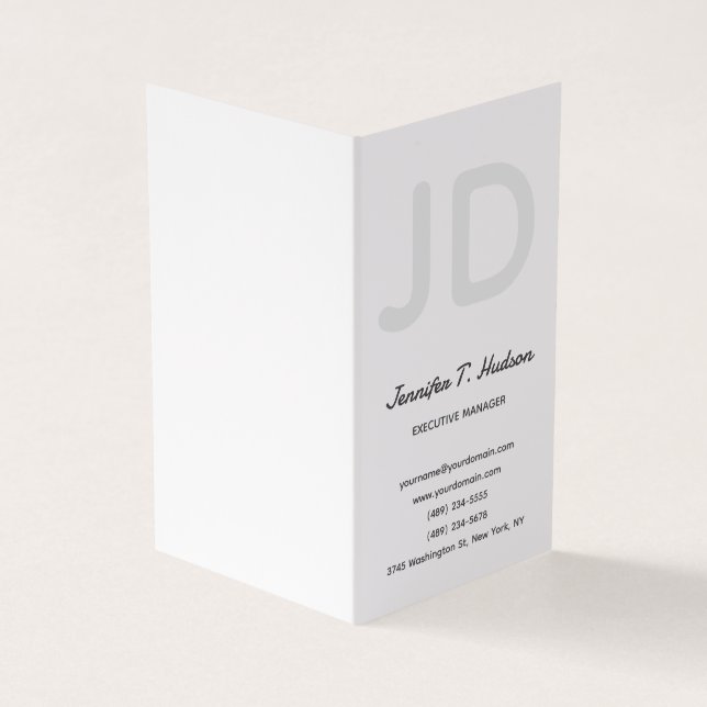 Cartão De Visita Monograma clássico de tendências da caligrafia (Exterior)