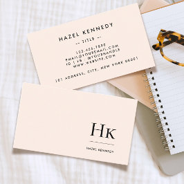 Cartão De Visita Monograma | Clássico Elegante Simples, Rosa-Blush 