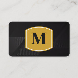 Cartão De Visita Monograma clássico grande / Preto com linhas