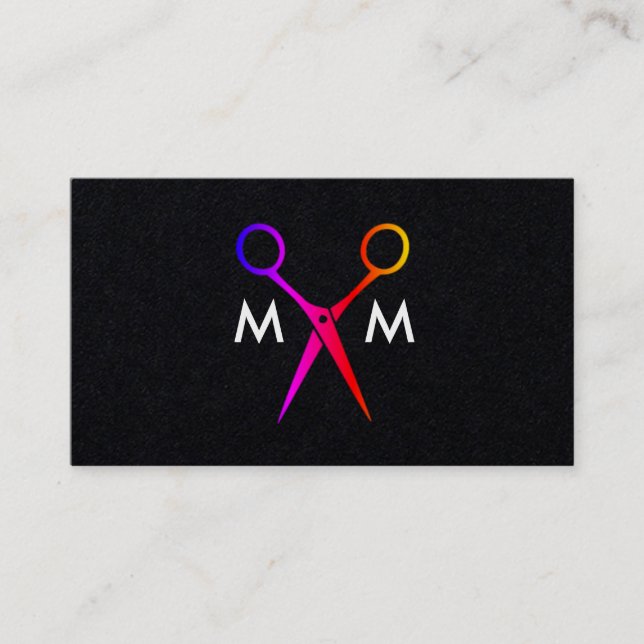 Cartão De Visita Monograma Colorido de Ovinos Salões (Frente)