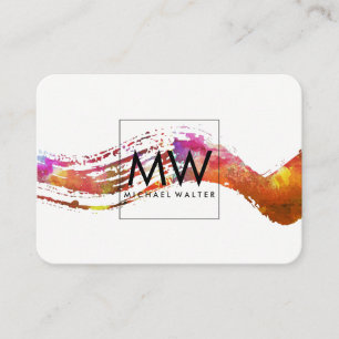 Cartão De Visita Monograma com a aguarela moderna escovada