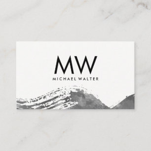 Cartão De Visita Monograma com Cinza Moderna Moldura