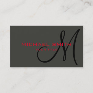 Cartão De Visita Monograma Cor de azeitona preta