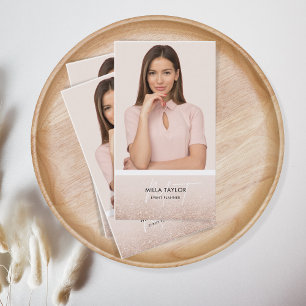 Cartão De Visita Monograma Cor-de-rosa com brilho moderno Adiciona