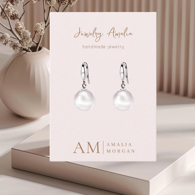 Cartão De Visita Monograma - Cor-De-Rosa Personalizada - Nome E Nom (Criador carregado)