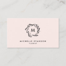 Monograma, cor-de-rosa-pincel e coroa floral preta