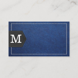 Cartão De Visita Monograma  Couro e Patch Azuis