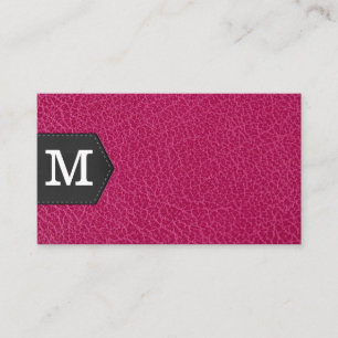 Cartão De Visita Monograma Couro e Patch cor-de-rosa