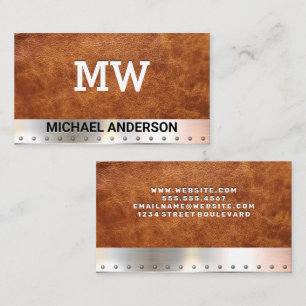 Cartão De Visita Monograma   Couro   Metal