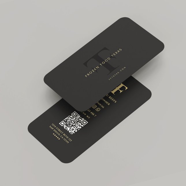 Cartão De Visita Monograma da empresa moderna F T Dourado preto (Modern Company F T Logo Monogram Professional Black Gold Business Card
)